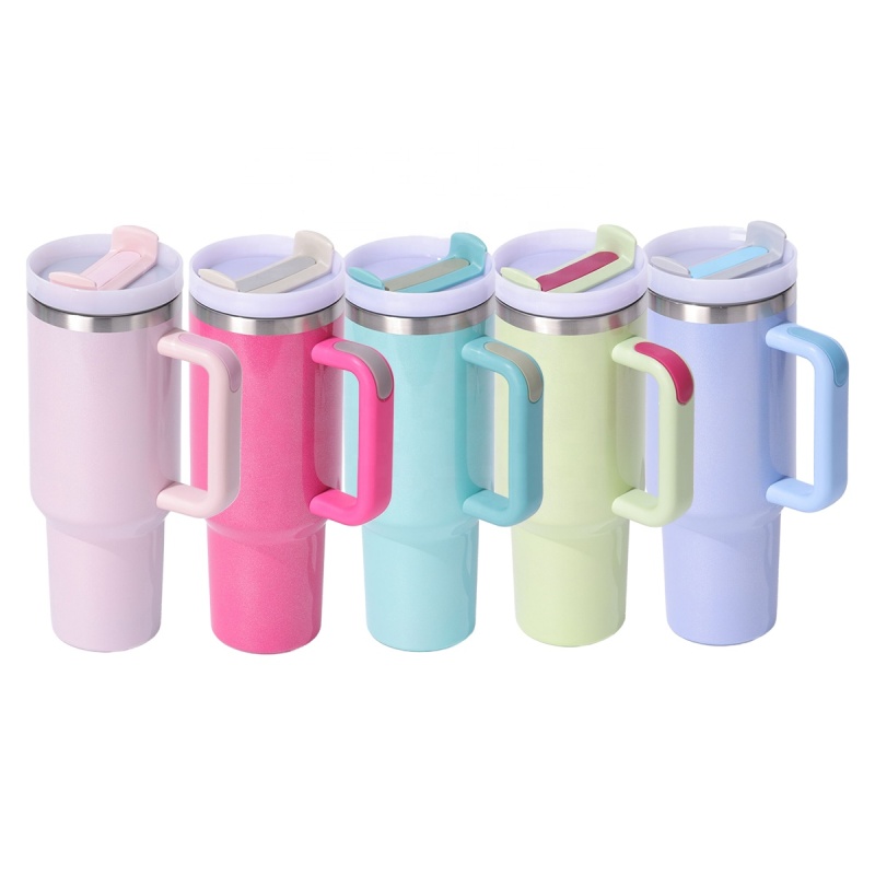 40 oz Tumbler with Handle and Straw Lid Stainless Steel Insulated Travel Coffee Sublimation Mug  Leak-Proof Thermos Water Bottle