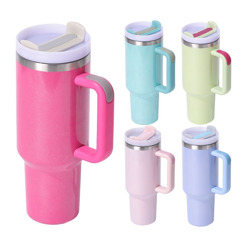 40 oz Tumbler with Handle and Straw Lid Stainless Steel Insulated Travel Coffee Sublimation Mug  Leak-Proof Thermos Water Bottle