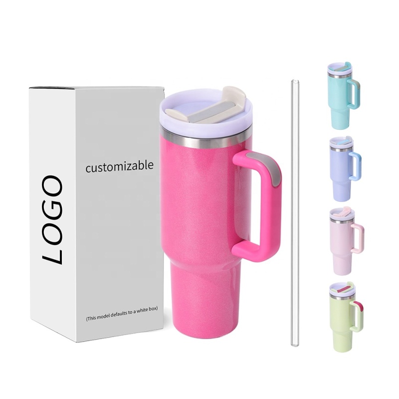 40 oz Tumbler with Handle and Straw Lid Stainless Steel Insulated Travel Coffee Sublimation Mug  Leak-Proof Thermos Water Bottle