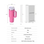 40 oz Tumbler with Handle and Straw Lid Stainless Steel Insulated Travel Coffee Sublimation Mug  Leak-Proof Thermos Water Bottle