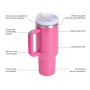 40 oz Tumbler with Handle and Straw Lid Stainless Steel Insulated Travel Coffee Sublimation Mug  Leak-Proof Thermos Water Bottle