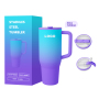 Custom Tumbler 40 oz Stainless Steel Vacuum Insulated Metal Travel Mug Thermo Coffee Cup 40oz  Flip Straw Tumbler With Handle