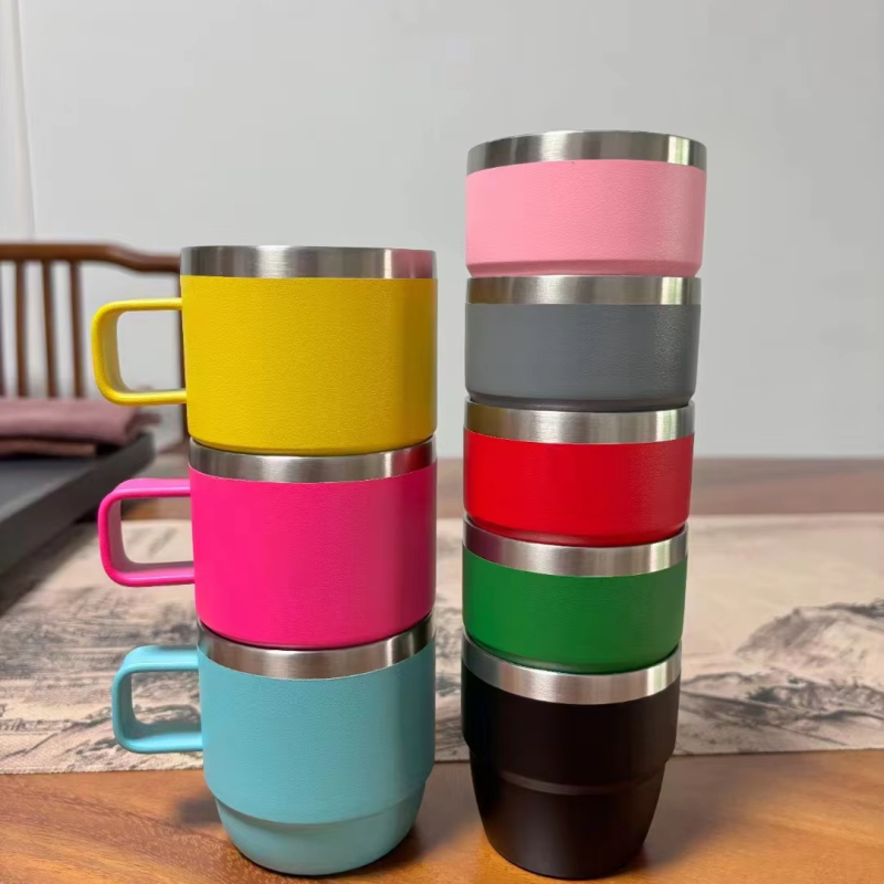 High Quality Cute Seafoam Stackable Thermal Tumbler Stainless Steel Espresso Coffee Mug With Durasip Ceramic Lining