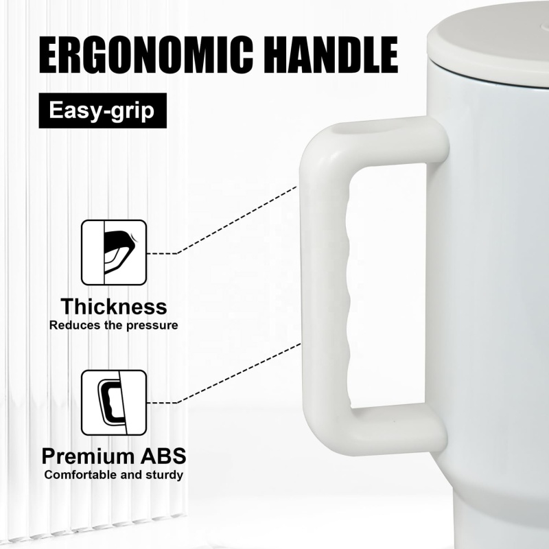 40oz Sublimation Tumbler with Handle and Straw Double Wall Vacuum Insulated Travel Mug Stainless Steel Cup  Sublimation White