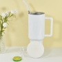 40oz Sublimation Tumbler with Handle and Straw Double Wall Vacuum Insulated Travel Mug Stainless Steel Cup  Sublimation White