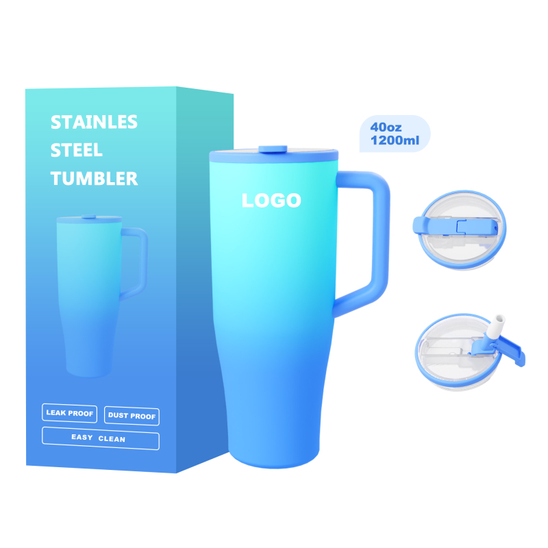 Bpa Free Wholesale Vacuum Insulated 40oz Tumbler Travel Powder Coated Mugs 40 oz Flip Straw Tumbler Cups With Handle and Straw