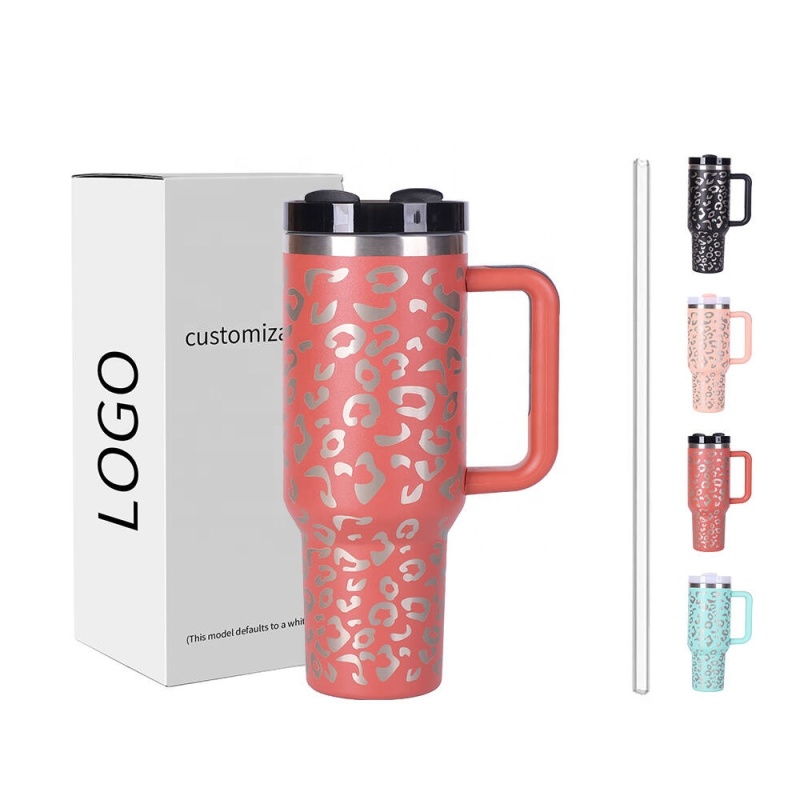 Wholesale 40 oz Stainless Steel Vacuum Insulated Travel Tumbler 40oz Tumbler with Full Wrap Laser Engraved Leopard
