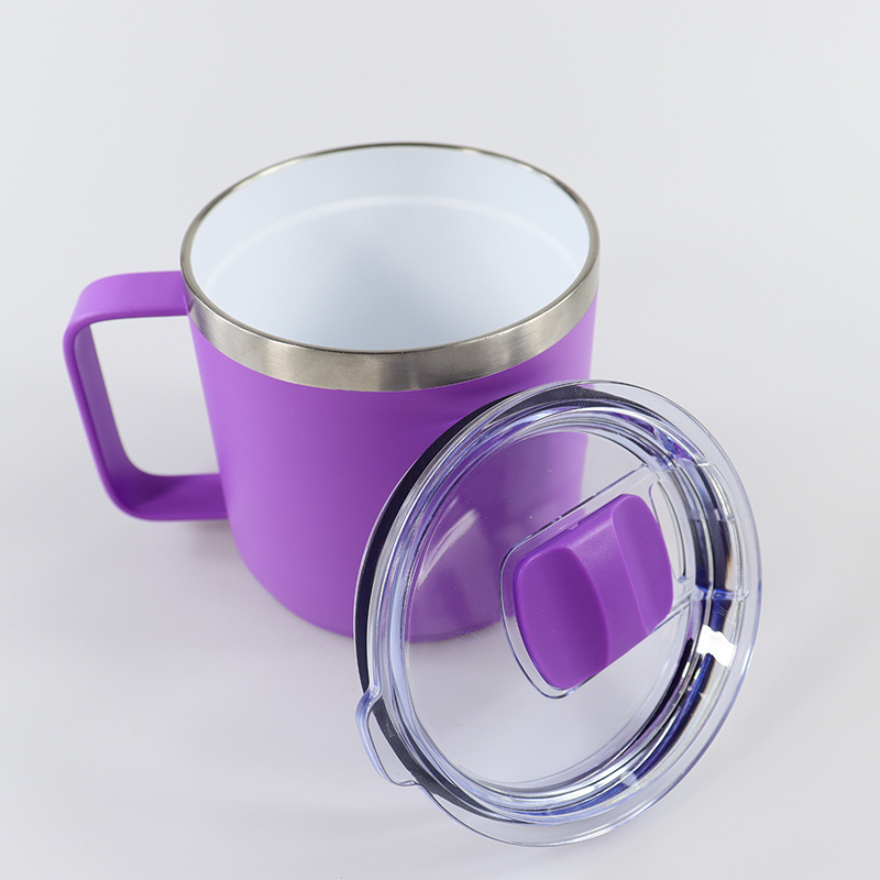 12oz 14oz Double Wall Vacuum Insulated Ceramic Lined Coffee Mug with Handle and Lid Durasip Technology