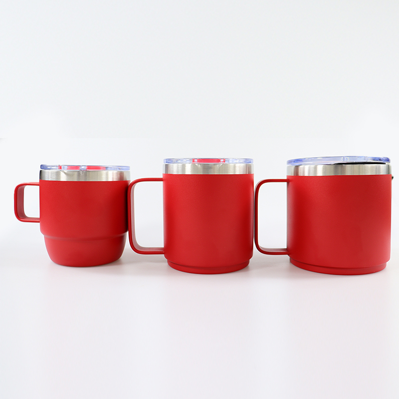 12oz 14oz Double Wall Vacuum Insulated Ceramic Lined Coffee Mug with Handle and Lid Durasip Technology