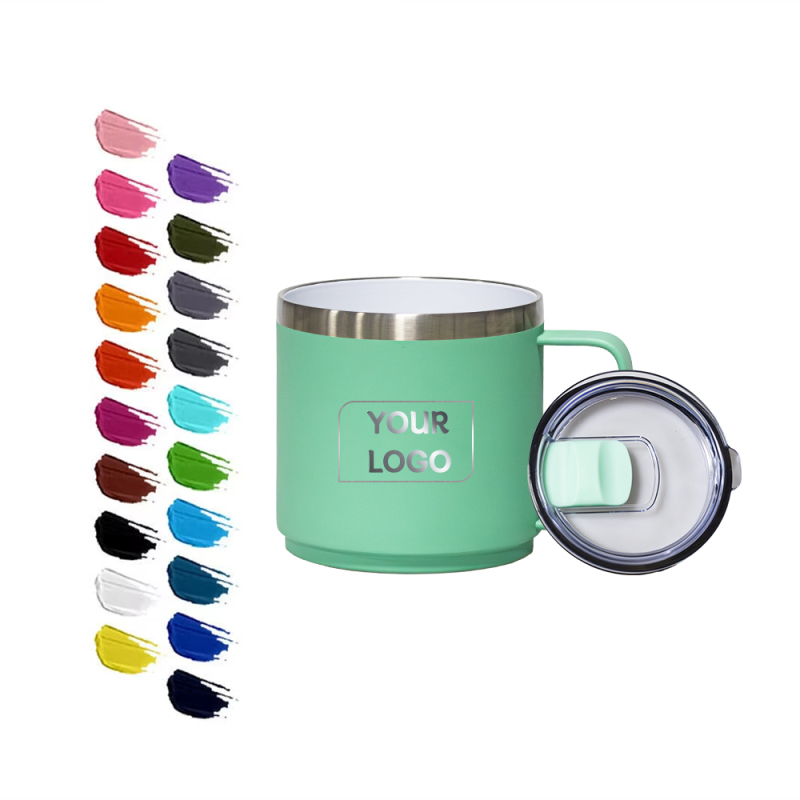 12oz 14oz Double Wall Vacuum Insulated Ceramic Lined Coffee Mug with Handle and Lid Durasip Technology