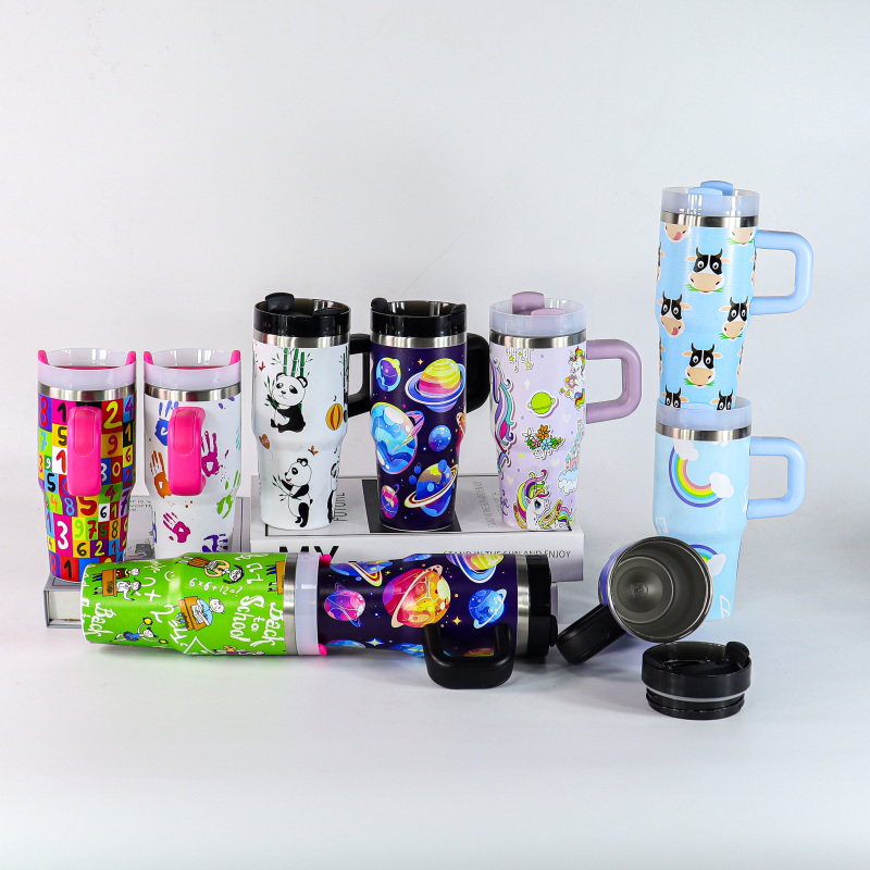 Custom Stainless Steel Tumbler Mug Custom Tumbler With Straw and Handle