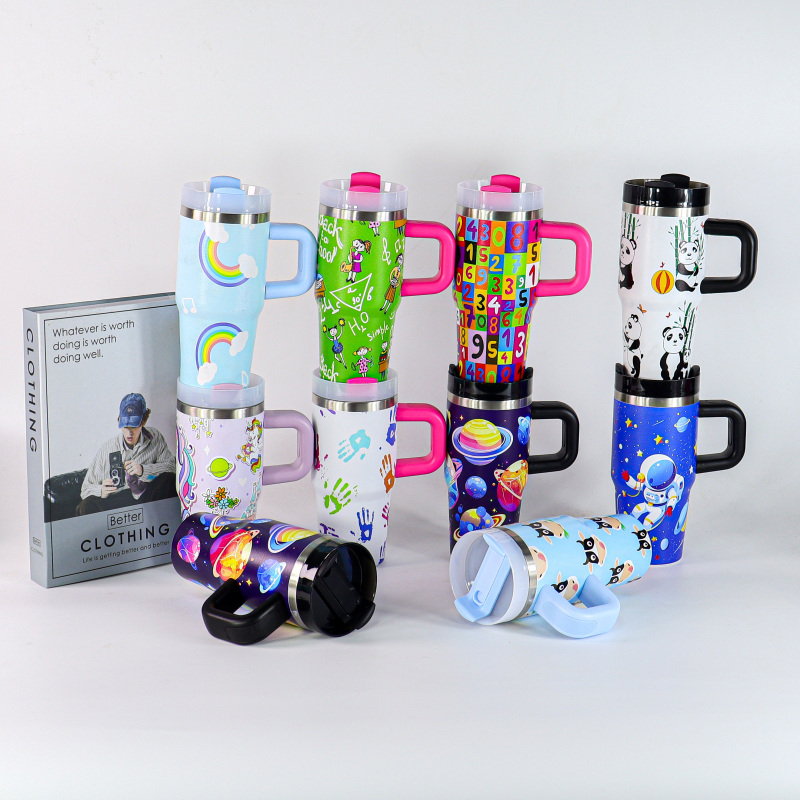 Custom Stainless Steel Tumbler Mug Custom Tumbler With Straw and Handle