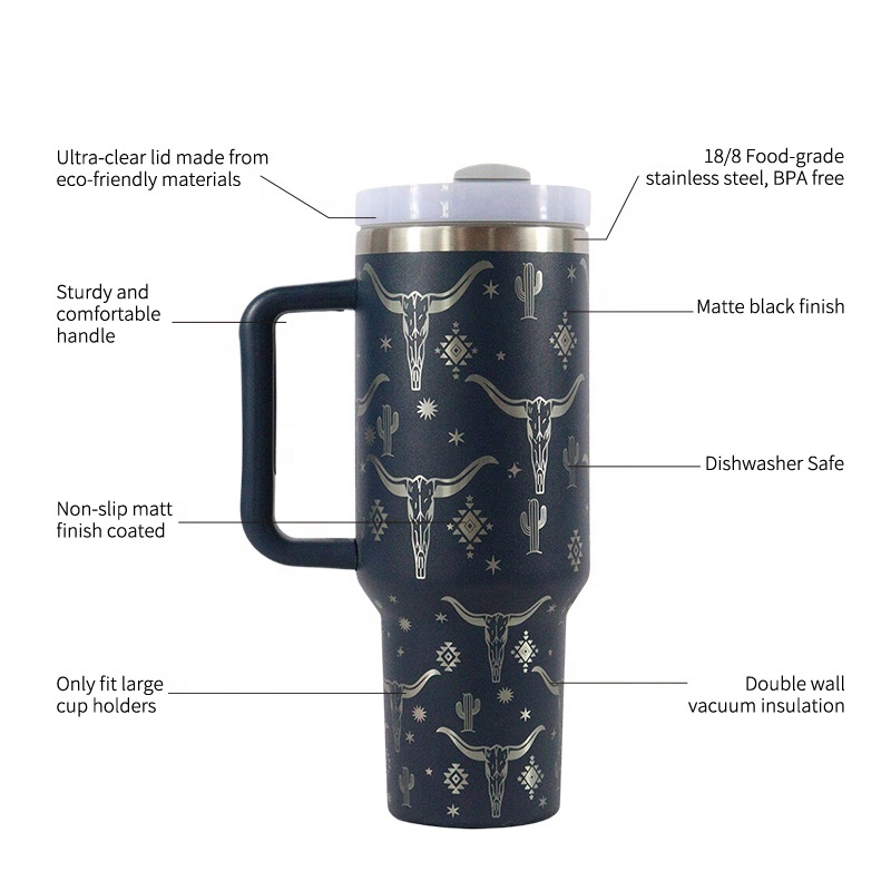 40 oz Tumbler with Handle Leopard Stainless Steel Purple Leopard Print Tumbler and Straw Lid Double Vacuum Cheetah Cup