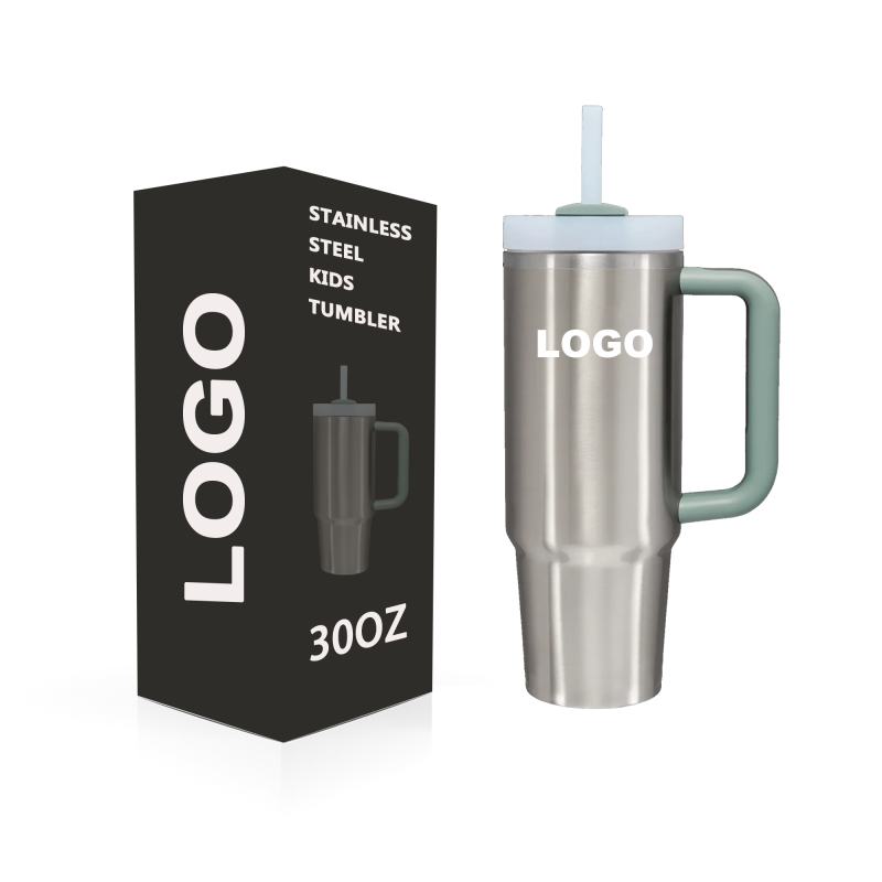 Wholesale Custom 30oz Vacuum Tumbler with Handle and Silicone Straw Leakproof Hydrangea