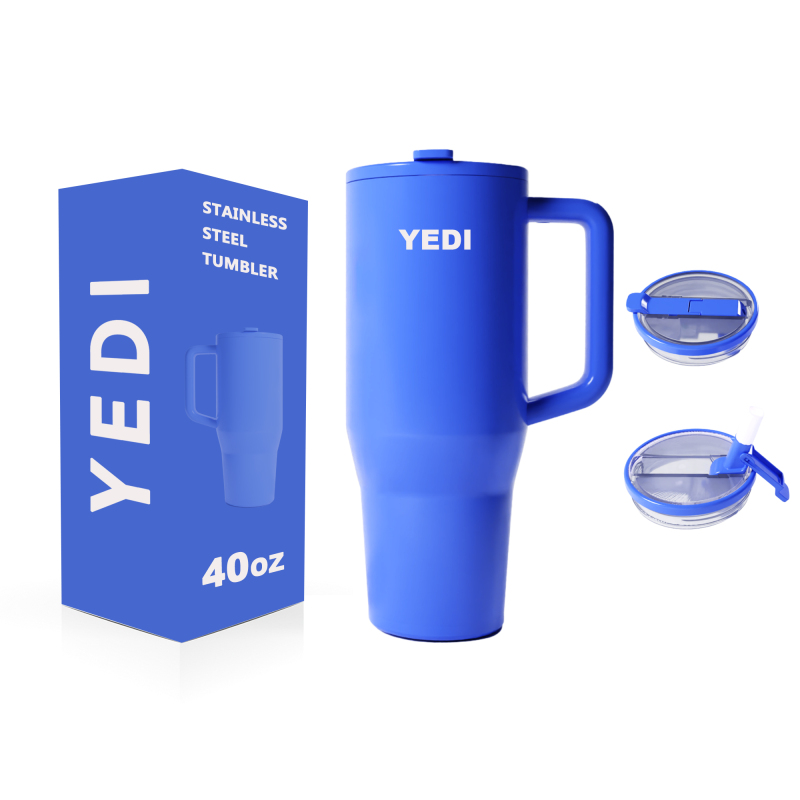 Wholesale Double Wall Coffee 40oz Straw Lid with Handle Tumblers Custom Water Bottle Thermos Stainless Steel Water Bottle Cups