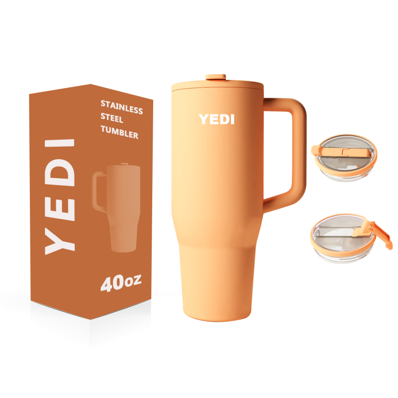 Wholesale Double Wall Coffee 40oz Straw Lid with Handle Tumblers Custom Water Bottle Thermos Stainless Steel Water Bottle Cups