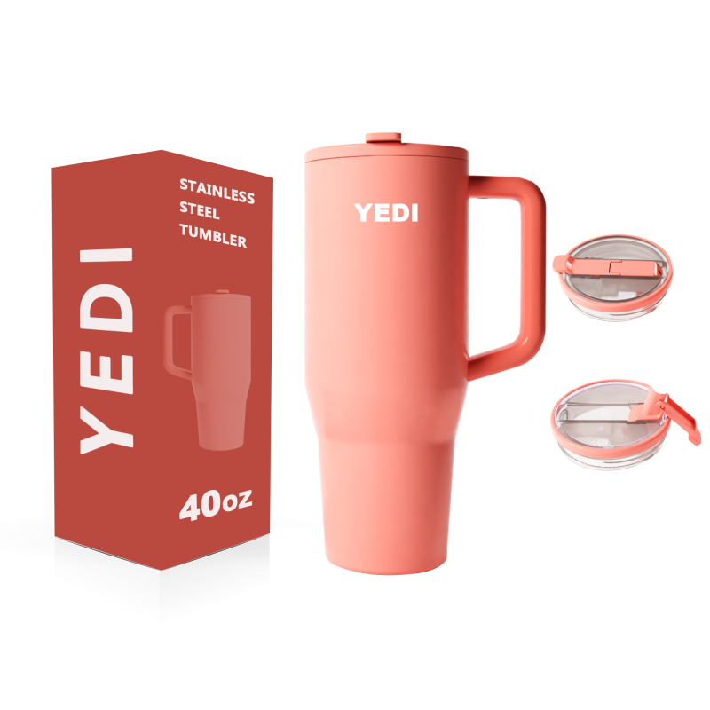 Wholesale Double Wall Coffee 40oz Straw Lid with Handle Tumblers Custom Water Bottle Thermos Stainless Steel Water Bottle Cups