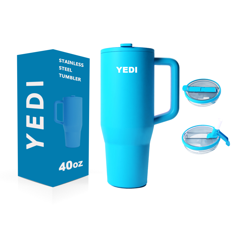 Wholesale Double Wall Coffee 40oz Straw Lid with Handle Tumblers Custom Water Bottle Thermos Stainless Steel Water Bottle Cups