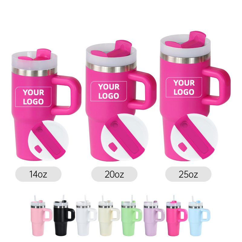 Factory 14oz 20oz 25oz Stainless Steel Custom Logo Keep Hot and Cold Outdoor Insulated Travel Coffee Mugs Tumbler With Handle