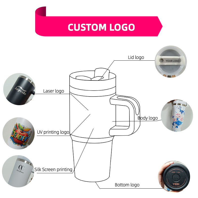 Factory 14oz 20oz 25oz Stainless Steel Custom Logo Keep Hot and Cold Outdoor Insulated Travel Coffee Mugs Tumbler With Handle