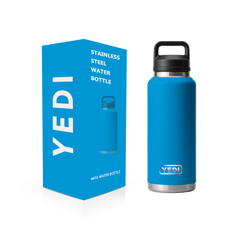 YEDI Customized logo 46oz NAVY Water Bottle BPA Free Double Walled Insulated Vacuum Stainless Steel Water Bottles with Straw Lid