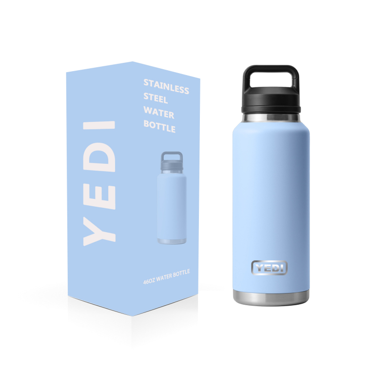 YEDI Customized logo 46oz NAVY Water Bottle BPA Free Double Walled Insulated Vacuum Stainless Steel Water Bottles with Straw Lid