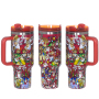 YEDI Wholesale Bulk Christmas Holiday Santa Design 40oz Stainless Steel Insulated Coffee Tumbler with Handle and Straw