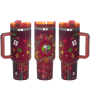 YEDI Wholesale Bulk Christmas Holiday Santa Design 40oz Stainless Steel Insulated Coffee Tumbler with Handle and Straw