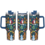 YEDI Wholesale Bulk Christmas Holiday Santa Design 40oz Stainless Steel Insulated Coffee Tumbler with Handle and Straw