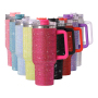 Glitter 40oz Rhinestone Bling Diamond Tumbler with Handle Vacuum Insulated Stainless Steel Bottle Cup with Lid and Straw