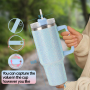Glitter 40oz Rhinestone Bling Diamond Tumbler with Handle Vacuum Insulated Stainless Steel Bottle Cup with Lid and Straw