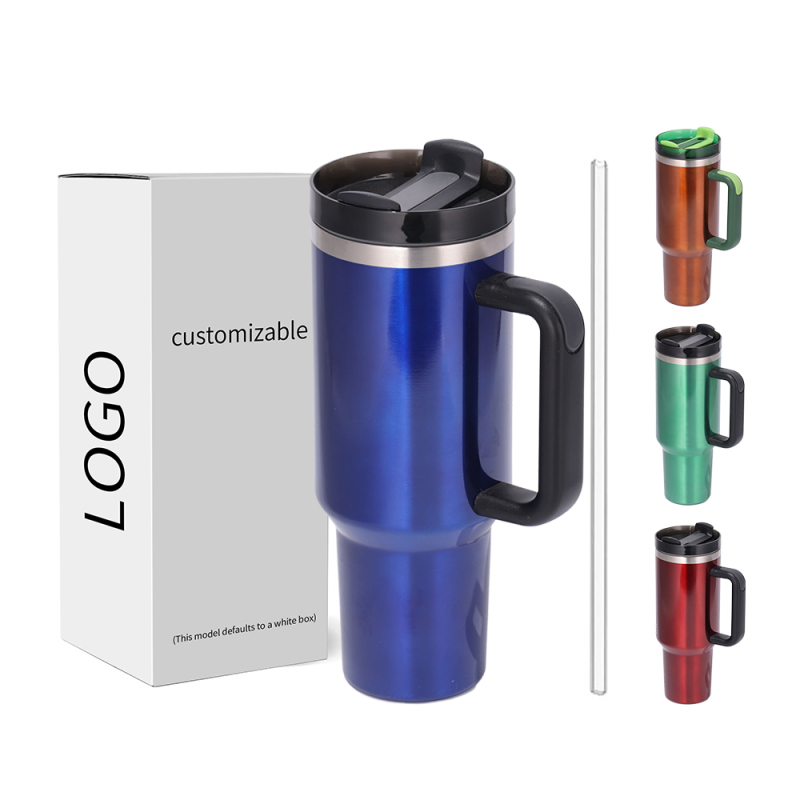 40oz  H2.0 Tumbler Transparent Paint Double Wall Vacuum Tumbler with Handle and Straw Reusable Stainless Steel Mugs