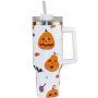 YEDI Custom Halloween Tumbler 40oz Tumbler Cute Ghosts Cups Leak Proof Tumbler Insulated Coffee Travel Mug for Halloween Gifts