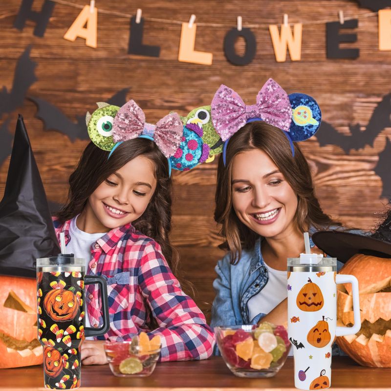 YEDI Custom Halloween Tumbler 40oz Tumbler Cute Ghosts Cups Leak Proof Tumbler Insulated Coffee Travel Mug for Halloween Gifts