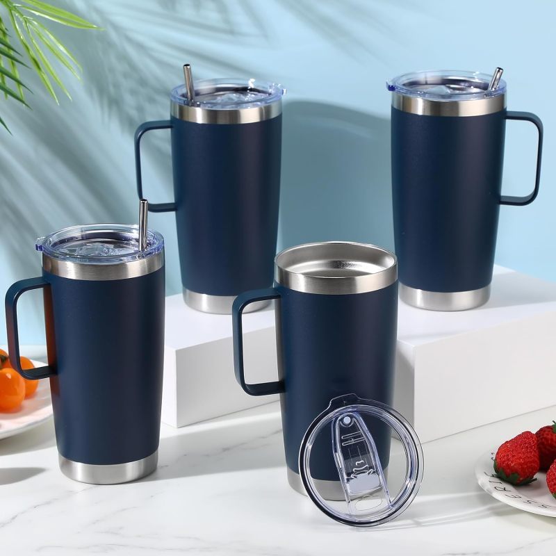 Tasse à café isotherme YEDI en acier inoxydable avec poignée, gobelet à double paroi avec couvercle, gobelet isotherme sous vide, gobelet à café isotherme YEDI de 20 ml et 30 ml