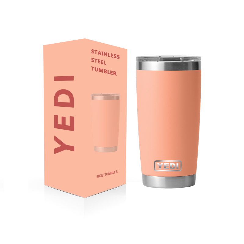 YEDI Lowcountry Peach Tumbler, doppelwandiger Edelstahl-Vakuumisolierter Kaffeebecher mit magnetischem Deckel, Originaldesign, 20 ml