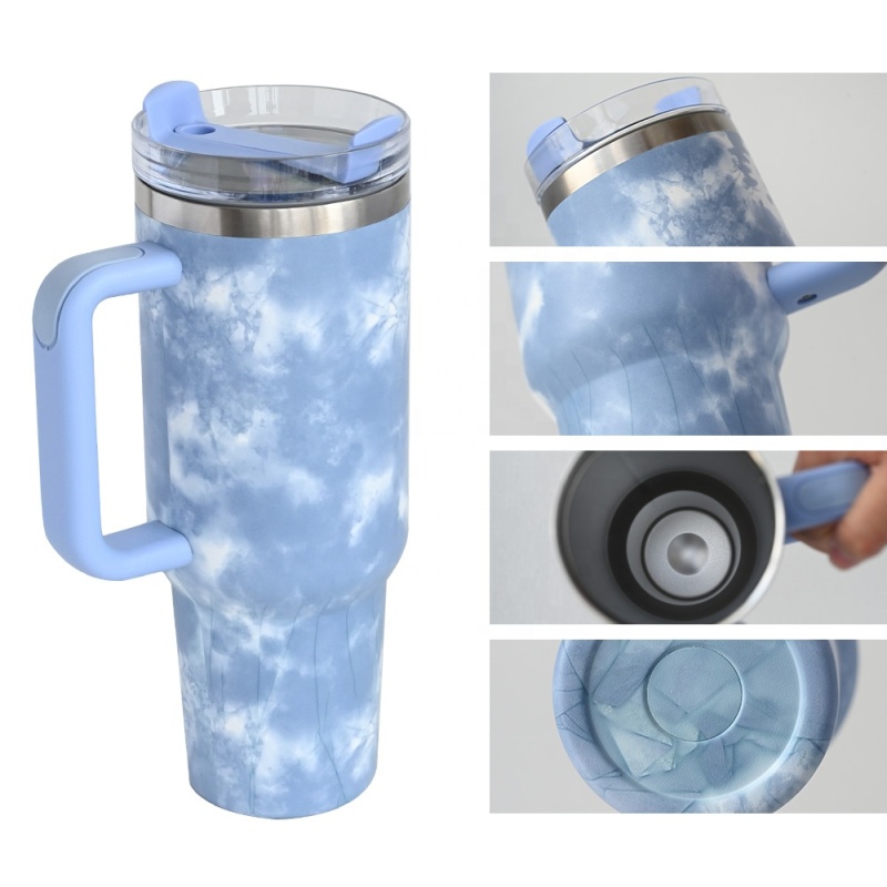 YEDI Hot Sale 40 oz Tumbler with Handle and Straw Insulated Water Bottle with Straw Tumbler with Lid and Straw Bottle Tie Dye