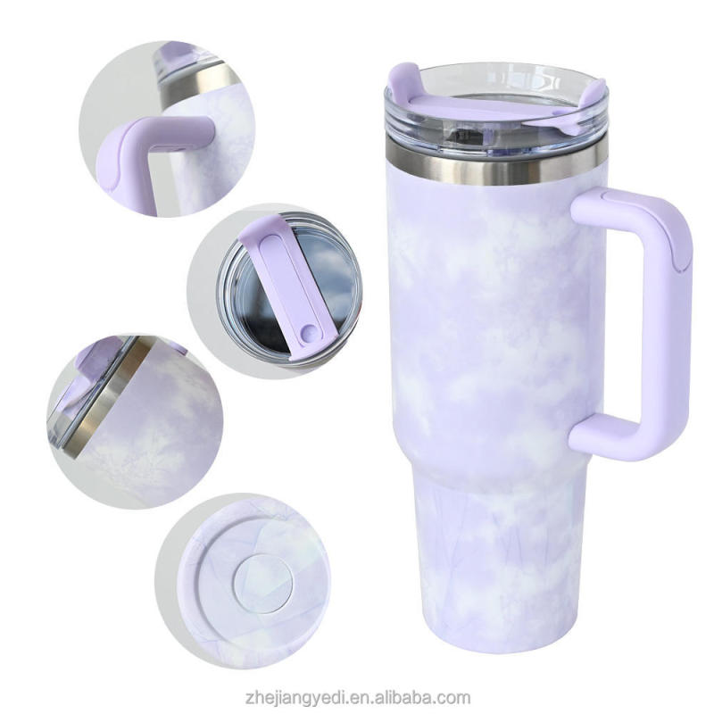 YEDI Hot Sale 40 oz Tumbler with Handle and Straw Insulated Water Bottle with Straw Tumbler with Lid and Straw Bottle Tie Dye