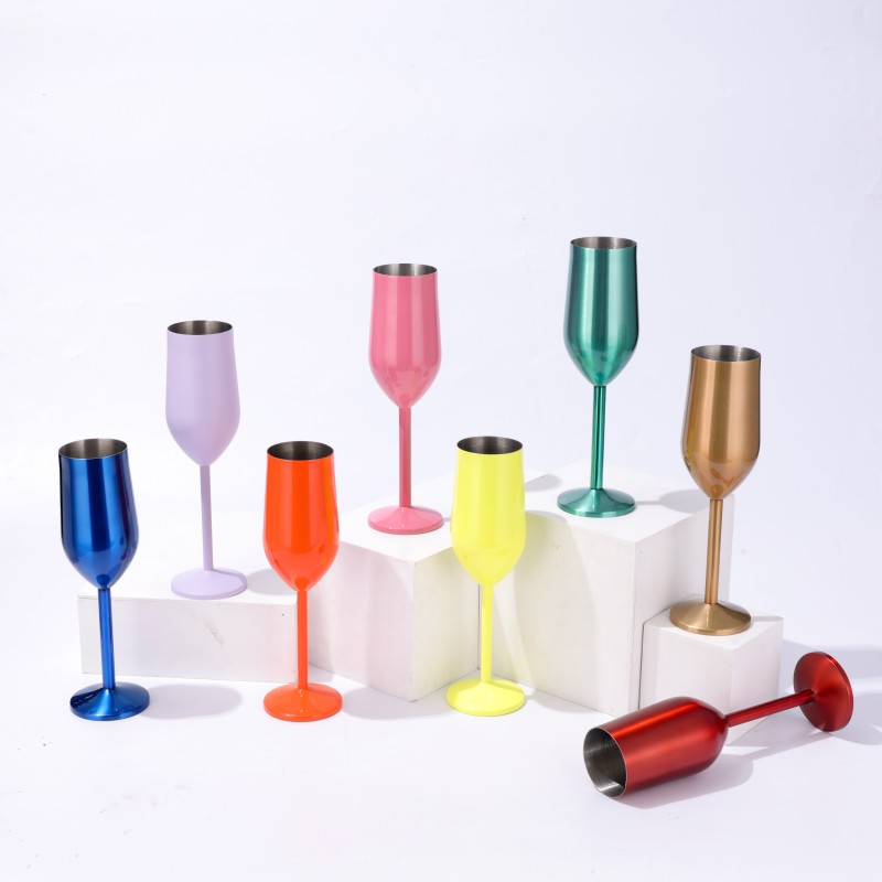 Hot Sale 220ml Stainless Steel Wine Glass Customizable Logo Cocktail Goblet for Red Wine for Champagne for Bars and Restaurants