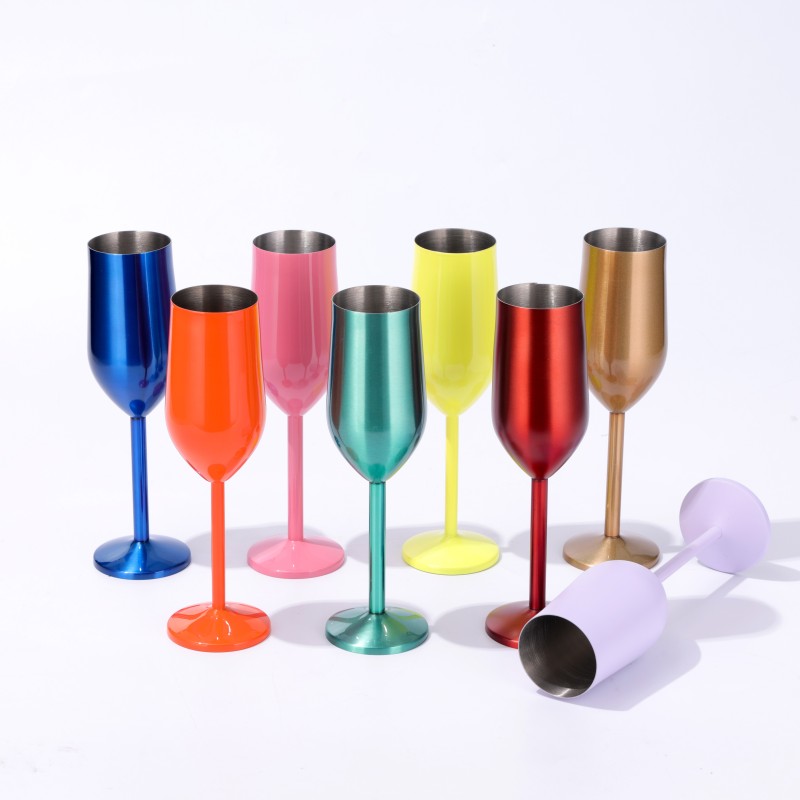 Hot Sale 220ml Stainless Steel Wine Glass Customizable Logo Cocktail Goblet for Red Wine for Champagne for Bars and Restaurants