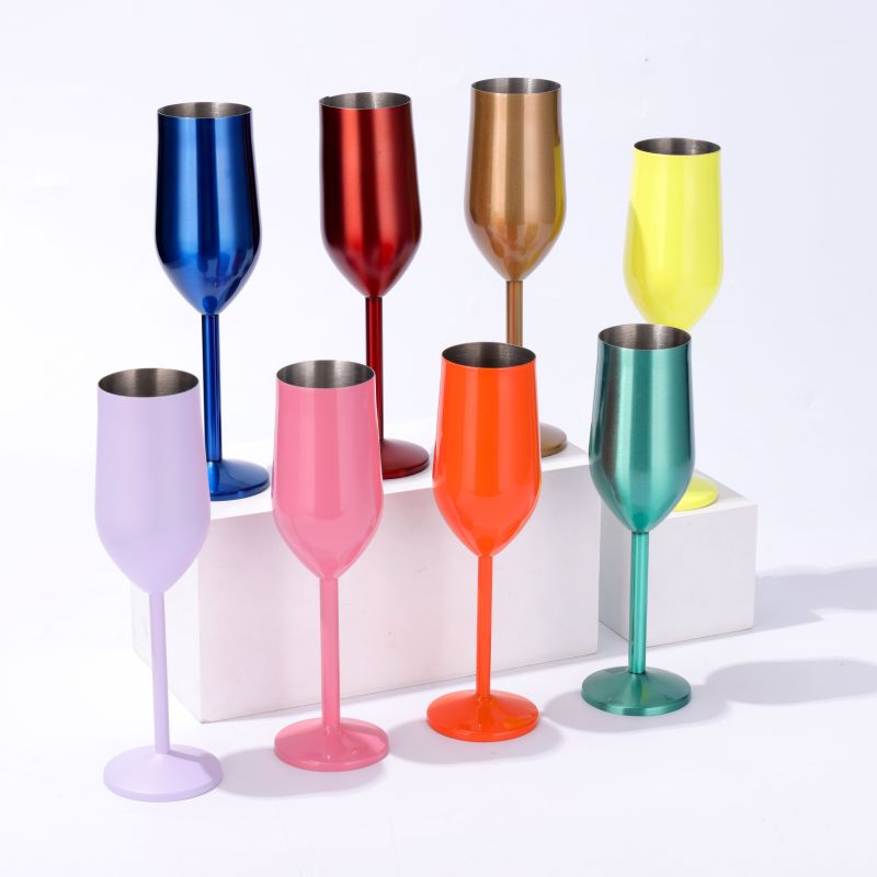 Hot Sale 220ml Stainless Steel Wine Glass Customizable Logo Cocktail Goblet for Red Wine for Champagne for Bars and Restaurants