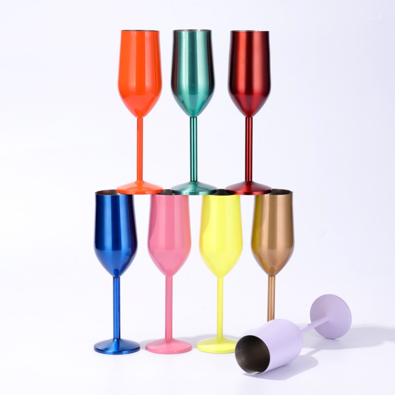 Hot Sale 220ml Stainless Steel Wine Glass Customizable Logo Cocktail Goblet for Red Wine for Champagne for Bars and Restaurants