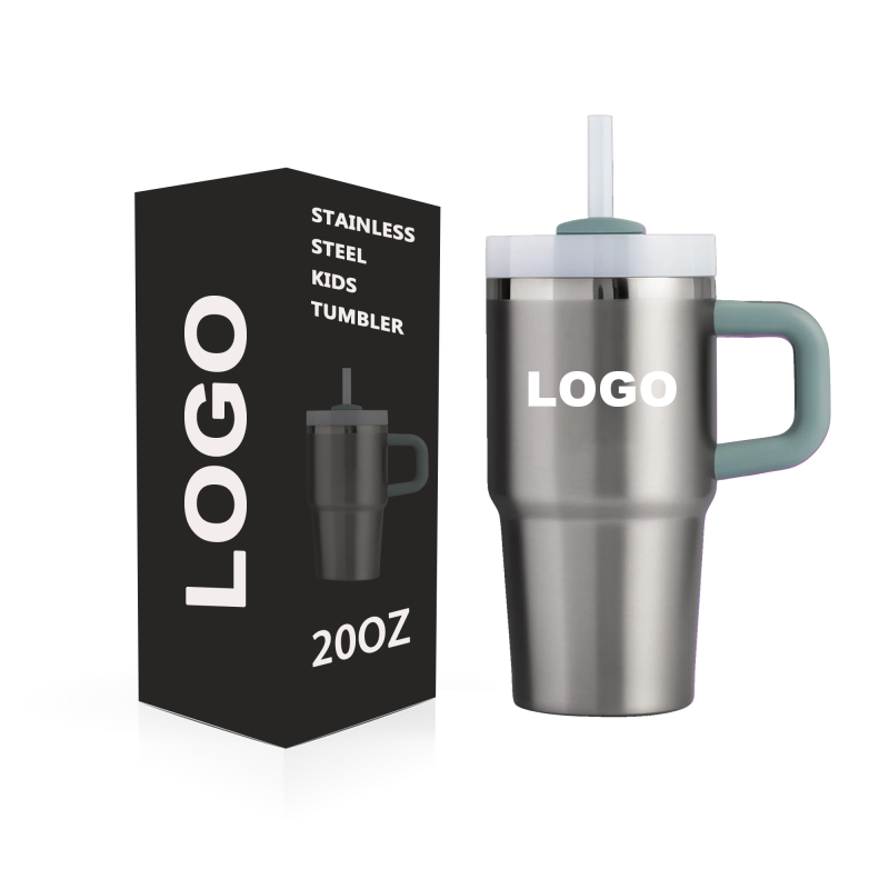20 oz Tumbler with Handle, Tumbler with Lid and Straw, Stainless Steel Travel Mug Orange