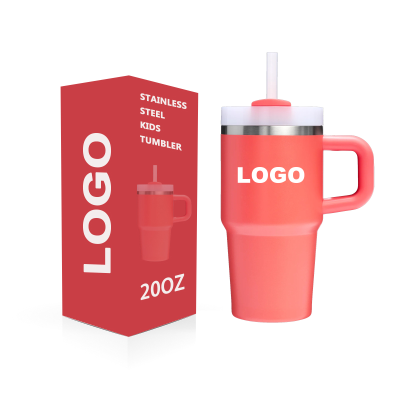 20 oz Tumbler with Handle, Tumbler with Lid and Straw, Stainless Steel Travel Mug Orange