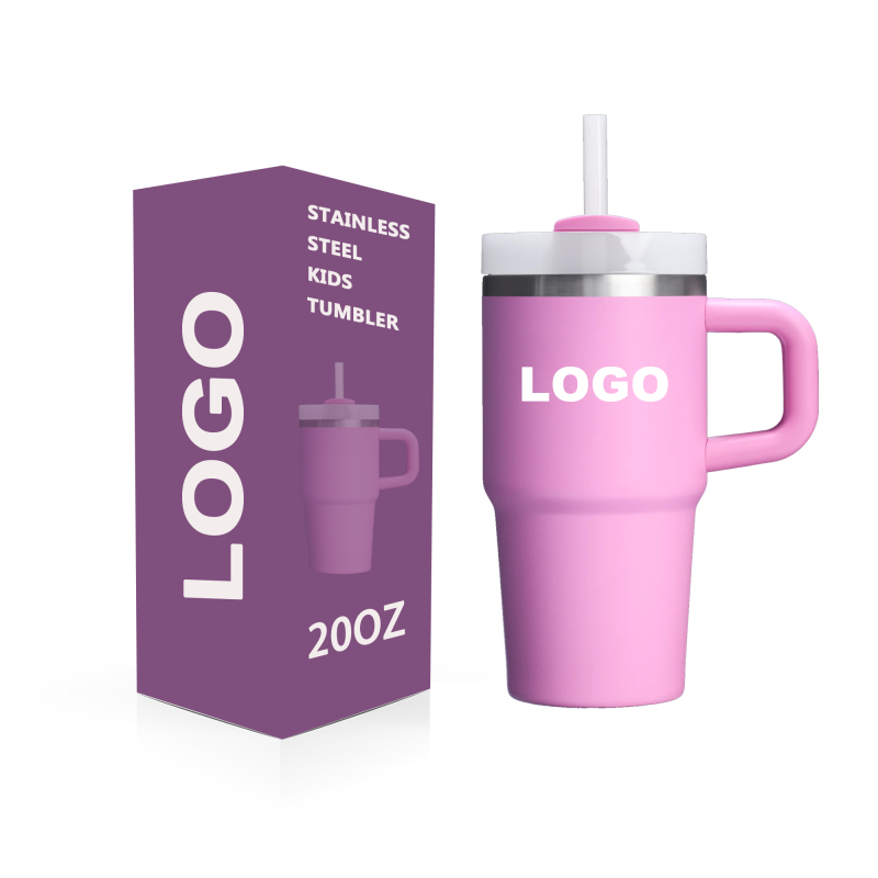 20 oz Tumbler with Handle, Tumbler with Lid and Straw, Stainless Steel Travel Mug Orange