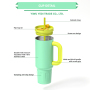 Wholesale Color Vacuum Metal Cup Stainless Travel Mug 40oz Insulated Tumblers Cupping With Lids and Straw Wide and Thick Handle
