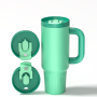 Wholesale Color Vacuum Metal Cup Stainless Travel Mug 40oz Insulated Tumblers Cupping With Lids and Straw Wide and Thick Handle