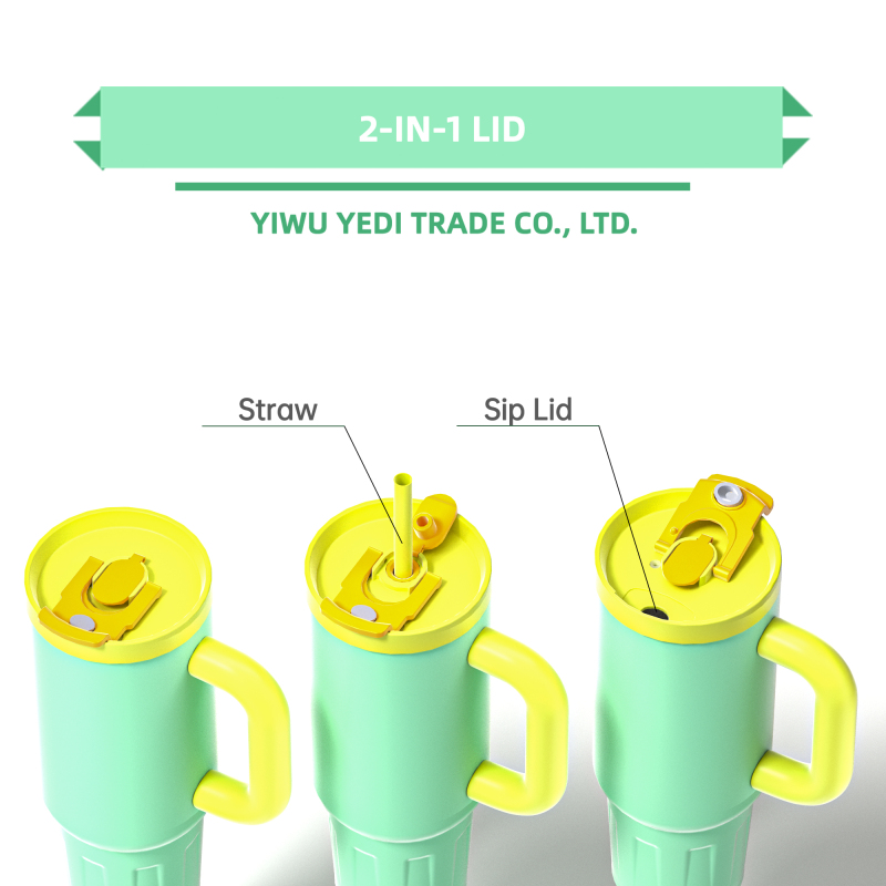 Wholesale Color Vacuum Metal Cup Stainless Travel Mug 40oz Insulated Tumblers Cupping With Lids and Straw Wide and Thick Handle