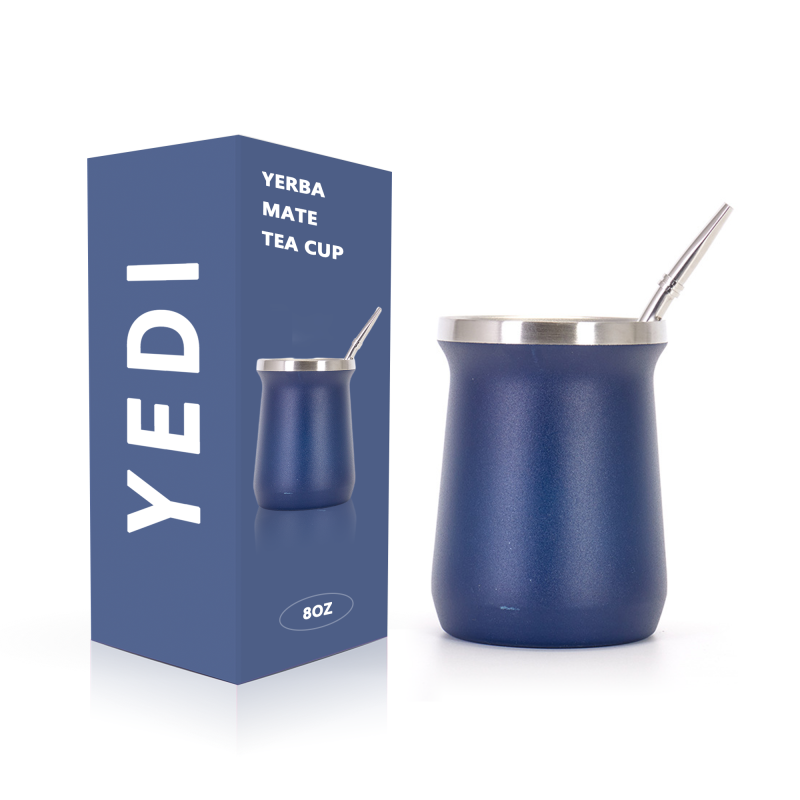 YEDI 8oz Custom Double Wall Yerba Mate Tea Cup Water Bottle Stainless Steel Tea Mug