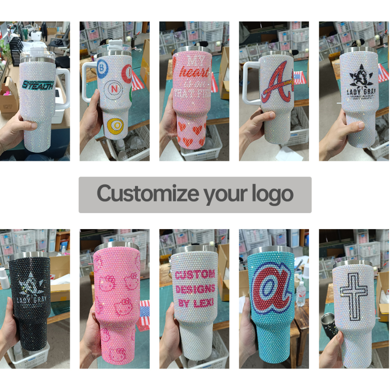 40oz Adventure Glitter Stainless Steel Vacuum Tumbler with Rhinestone Bling Handle New Release Mugs for Coffee Lover